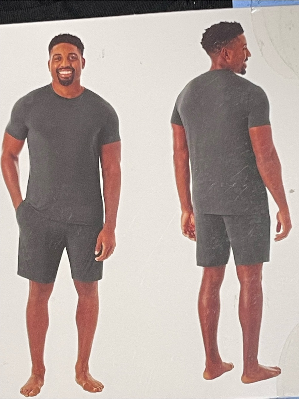 Men's Pajama Set Short Sleeve Tee & Shorts Set - Black